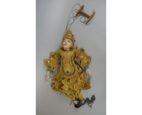 Vintage Oriental marionette wooden string puppet 