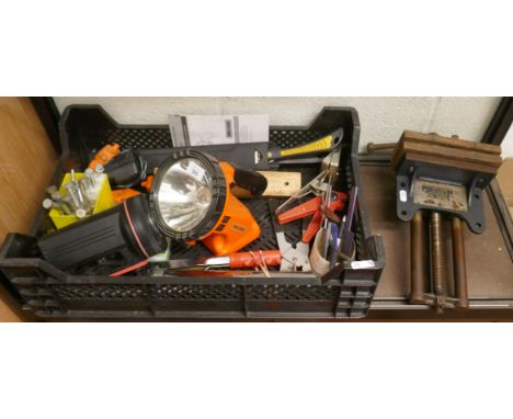 Collection of tools to include Record vice No52, Grease gun etc. 
