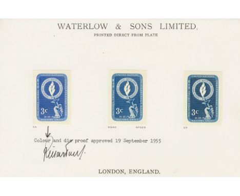 United Nations New York. (*). 3 cts blue, three stamps and 8 cts green, three stamps. IMPERFORATED, with differents shades, g