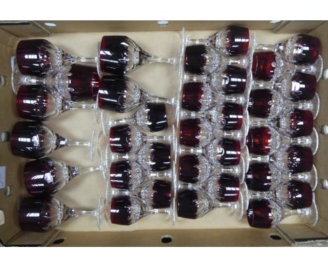 De Lamerie, Eight Red and Clear Wine Glasses together with Twenty-Six Small Liquor Type Glasses. (1 Tray)
