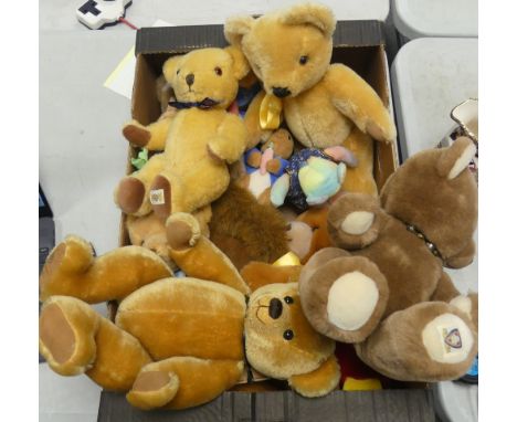A large selection of Collectors Bears to include Frederick Warner Eden Toys Peter Rabbits , Merrythought Golden Bear 14" tall