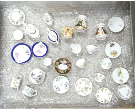 A selection of miniature tea ware to include Coalport, Minton, Caverswall, Wedgwood, Abbeydale, Royal Crown Derby, Royal Worc