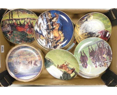 A Collection of Equine and Horse Racing Themed Wall Plates including examples from Royal Doulton and Danbury Mint (1 Tray)