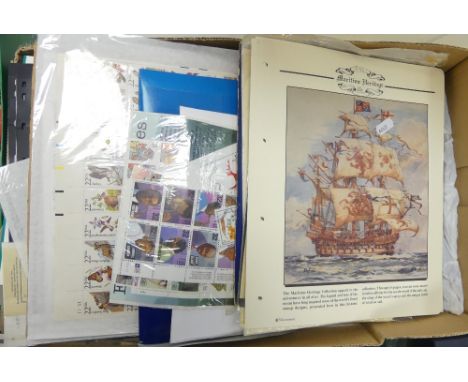 Large quantity of British &amp; foreign stamps.  A 3 marginal penny black was noted, a quantity of presentation packs, bookle