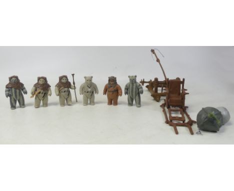 Star Wars - Kenner - A vintage unboxed Kenner Ewok Village playset, with six Ewok's, Ewok Catapult and Ewok Combat Glider. Th