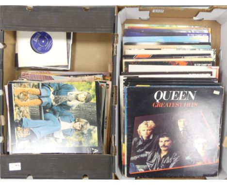 Large collection of vinyl to include Queen Greatest Hits, Wings Greatest, Electric Light Orchestra 'Out of the Blu', Queen 'A