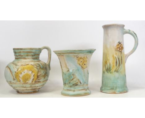 Bourne Denby, Three Danesby Ware Vases / Jugs. Height of tallest: 23.5cm (3)