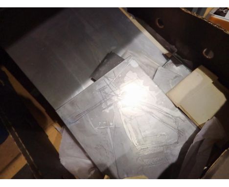 Approximately 15 jet panel zinc plates for etching, mixed sizes, largest 40 x 25cm. Not available for in-house P&amp;P