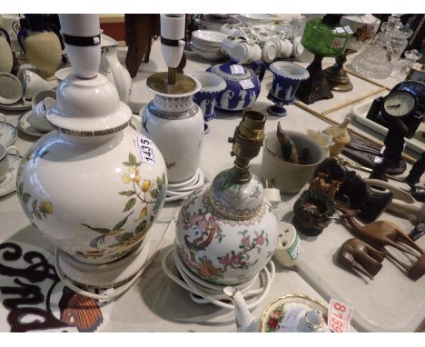 Trio of ceramic lamps. All electrical items in this lot have been PAT tested for safety and have passed. This does not confir