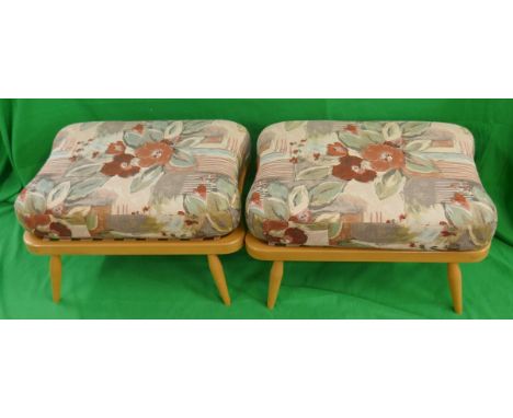 2 Ercol blonde elm footstools 
