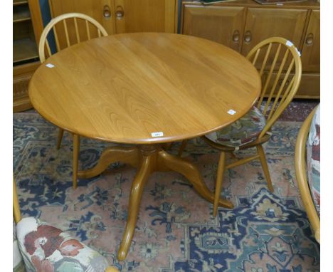 Ercol blonde elm table and 2 Ercol chairs 