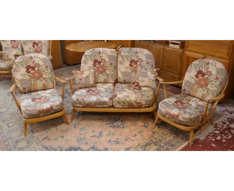 3 piece blonde elm Ercol conservatory suite 