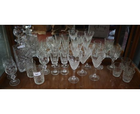 Collection of glasses to include decanter 