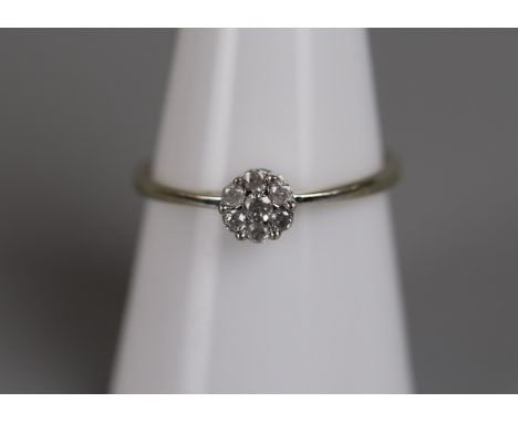 White gold diamond set cluster ring - Approx size: P 