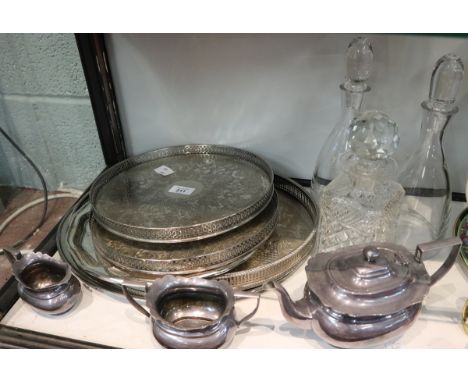 Collection of silver-plate to include decanter 