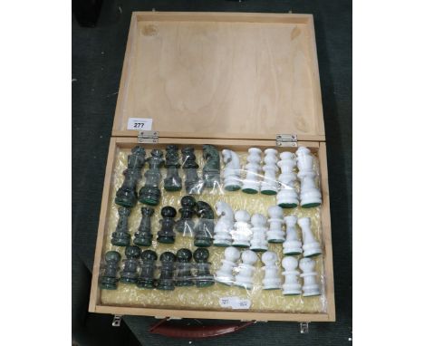 Set of marble chess pieces 