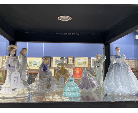 COALPORT 'LOUISA AT ASCOT' FIGURE, 21cm high, along with a lot of figures including Coalport and Royal Worcester (8)
