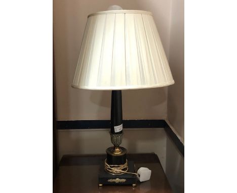 EBONISED PILLAR LAMP, 50cm high excluding shade