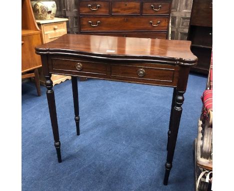 REPRODUCTION MAHOGANY TURN OVER CARD TABLE, 77cm wide