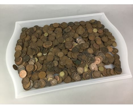 LOT OF VICTORIAN AND LATER PENNIES, along with annual coinage sets and an ammunition case