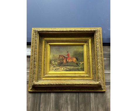 DIGITAL PRINT ON BOARD, depicting a hunt 20cm x 24cm Framed along with a print after Theodore Roussel (2)
