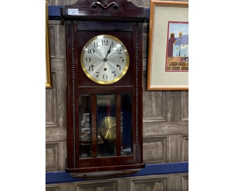 MAHOGANY CASED WALL CLOCK, 71.5cm high