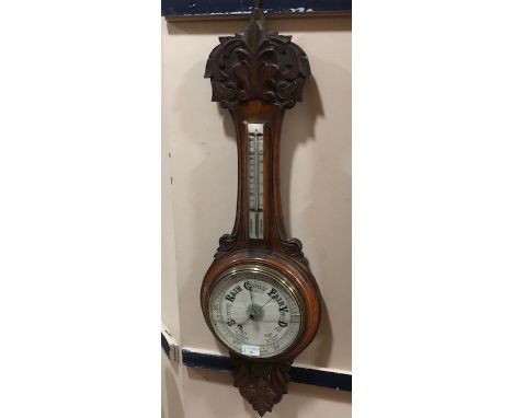 VICTORIAN OAK BANJO BAROMETER, 88cm high