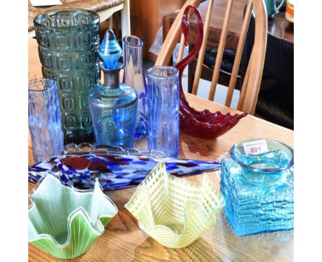 A GROUP OF COLOURED ART GLASS  including Dartington, Murano, Czech etc.