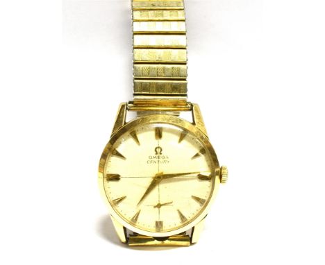 OMEGA, CENTURY, A GENTLEMAN'S GOLD-PLATED WRIST WATCH, CIRCA 1954 Cream dial with raised gilt arrow-head numerals, dauphin ha