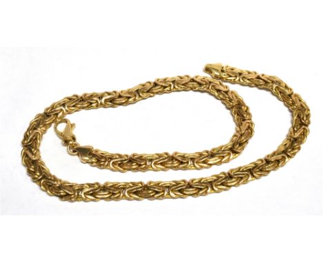 A VINTAGE ITALIAN 9CT GOLD FANCY KING LINK NECKLACE import marks for Birmingham 1978, 42.5cm long (16 ¾ in), 27.4g 
