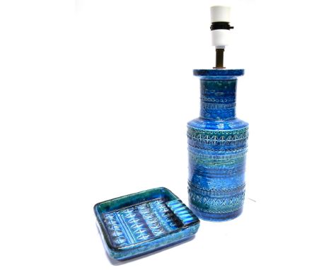 A BITOSSI ITALIAN ART POTTERY ASHTRAY  15cm square, and a lamp base 26cm high (excluding electrical fitting) 