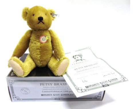 A STEIFF COLLECTOR'S TEDDY BEAR, 'PETSY 1927'  gold, limited edition 1959/5000, with certificate of authenticity, 33cm high, 