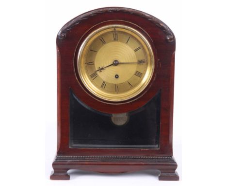 WEBSTER, LONDON. AN ENGLISH SINGLE FUSEE MANTLE CLOCK with gilt engine turned dial and chain driven movement signed on backpl