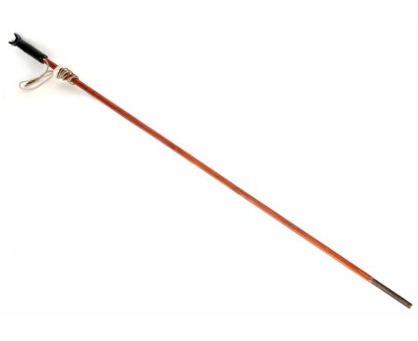 A DEER STALKING STICK made of split cane and alloy gun rest 132cm long