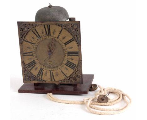 AN EARLY 18th CENTURY 9" DIAL 30 HOUR LONGCASE CLOCK MOVEMENT the single-handed brass dial with Roman chapter ring and matted