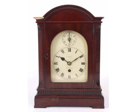 M. BEAL, SHEFFIELD. A 19th CENTURY ENGLISH MAHOGANY CASED BRACKET CLOCK the break arched top above an arched door enclosing a