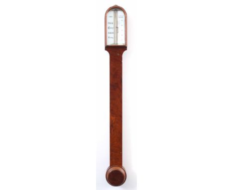 CARY 181 STRAND LONDON, A LATE 19TH CENTURY FLAMED MAHOGANY STICK BAROMETER the moulded arch topped case enclosing a calibrat