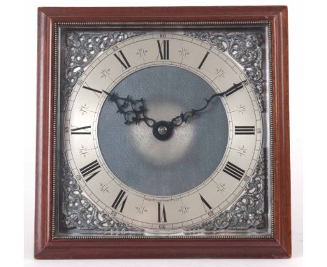 AN EARLY 20th CENTURY STRUT CLOCK RETAILED BY HARRODS, LONDON the mahogany ogee moulded frame enclosing a 7.25" square silver