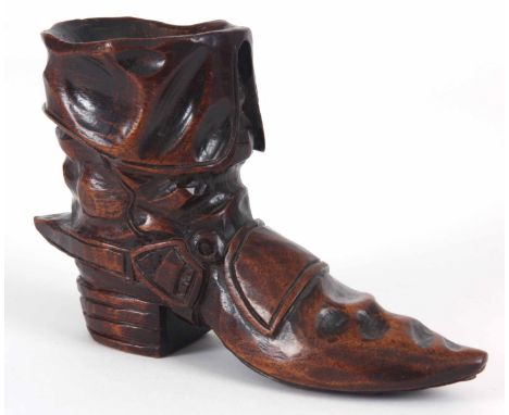 A 19th CENTURY SPILL VASE CARVED IN THE SHAPE OF A BOOT 10 cm high