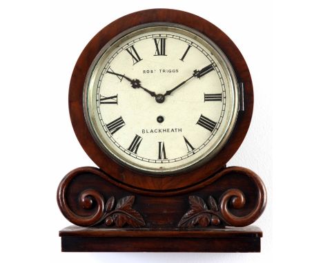 ROBERT TRIGGS, BLACKHEATH A MID 19th CENTURY ROSEWOOD 8" DIAL CLOCK the case with veneered surround above a bracket-style bas