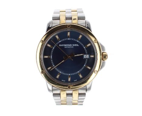 Raymond Weil Geneve Tango two tone gentleman's bracelet watch, ref. 5591, blue dial, quartz, 39mm - Condition Report: - Movem