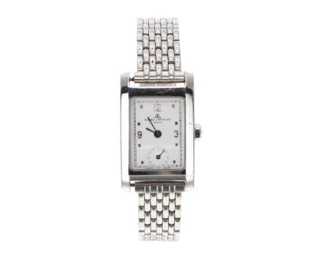 Baume &amp; Mercier Hampton rectangular stainless steel lady's bracelet watch, ref. MV045139, rectangular white dial, later b