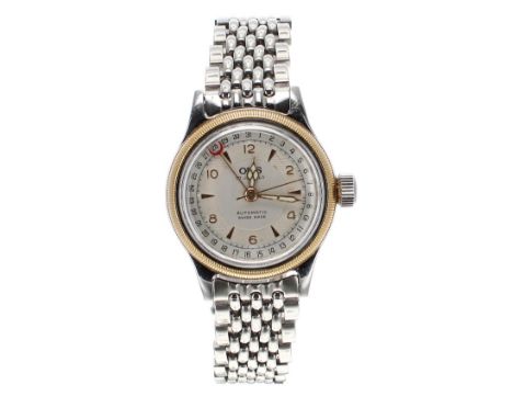 Oris Big Crown Pointer Date automatic mid size two tone gentleman's bracelet watch, ref. 7400, circular silvered dial with Ar