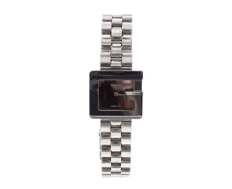 Gucci G stainless steel lady's bracelet watch, ref. 3600L, square mirrored dial, quartz, 23mm - Condition Report: - Movement 
