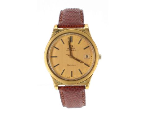 Omega Genéve automatic gold plated and stainless steel gentleman's wristwatch, ref. 166 0168, circa 1974, circular champagne 