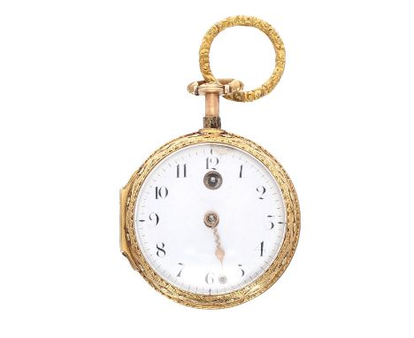 English 18th century repeating verge gold pocket watch, the movement signed Charles Coulon, London, no, 2854, with plunge rep