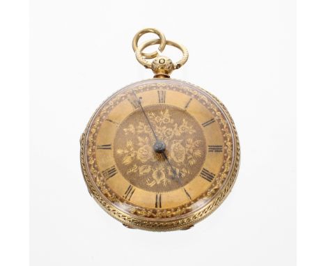 Victorian 18ct fusee lever small pocket watch, London 1864, the movement signed J. Aitkinson, Edinburgh, no. 80120, foliate e