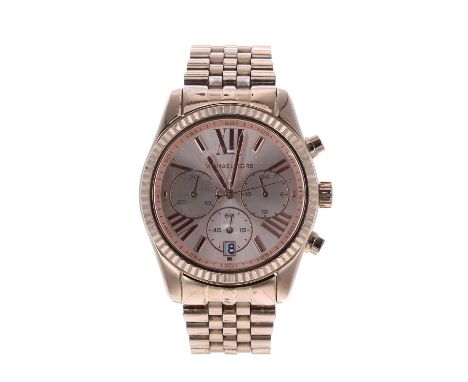 Michael Kors Lexington Chronograph rose gold plated lady's bracelet watch, ref. MK-5569, quartz, 38mm - Condition Report: - M