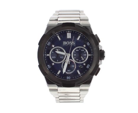 Hugo Boss Supernova Chronograph stainless steel gentleman's bracelet watch, ref. HB.280.1.34.2885, circular black dial, quart