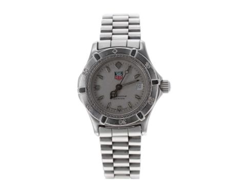 Tag Heuer 2000 Series Professional 200m stainless steel lady's bracelet watch, ref. WE1411-2, circular grey dial, rotating be